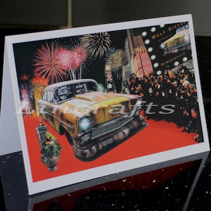 Voiture de course américaine Santa Pod, carte de voeux, 1955 Chevy, carte d'anniversaire pour lui, cadeau de course de dragsters, Chevrolet Wall Art Man Cave, fête des pères