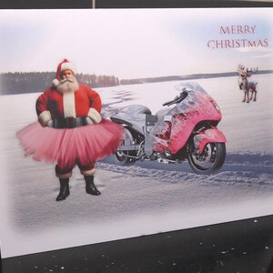 Hyena Drag Racing Motorfiets Kerstkaart Ideaal voor raceliefhebber A5-formaat Kerstcadeau Kerstman Fan mannen jongens meisjes dames Snelheid