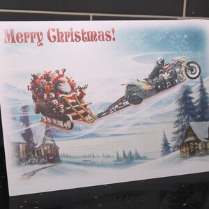 Top Fuel Drag Race Motorcycle Bike Biglietto di Natale Ideale per gli amanti delle corse Regalo di Natale formato A5 Fan di Santa Pod uomini ragazzi ragazze donne. Neil Midgley