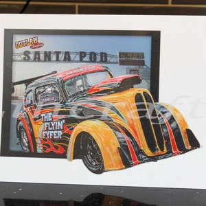 Outlaw Anglia, Santa Pod Raceway, Biglietto d'auguri, Flyin' Fyfer, Biglietto di compleanno per lui, Regalo Hot Rod, Arte da parete ricordo per l'uomo delle caverne, papà, figlio