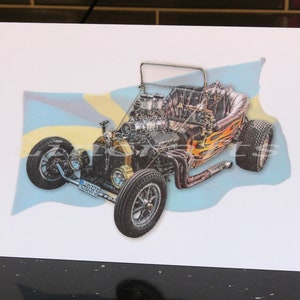 Biglietto di compleanno per uomo, Biglietto d'auguri Drag Race, Freddy Ford Modello T veloce, Hot Rod Custom Car Racer, Arte da parete ricordo per Uomo delle caverne, Papà, Figlio