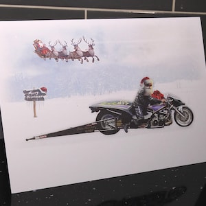 Top Fuel Drag Race motorfiets kerstkaart Ideaal voor raceliefhebbers A5-formaat kerstcadeau kerstman fan mannen jongens meisjes dames. Pettersson