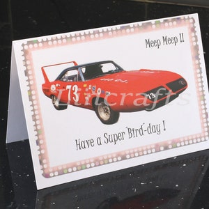Geburtstagskarte für Männer, Roadrunner American Car Grußkarte, Hot Rod Custom Car Drag Racer, Fine Art Wall Decor für Man Cave, Dad, Son,