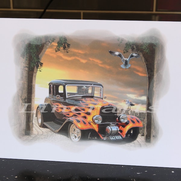 Hot Rod Birthday Greeting Card Ford Model B, Deuce Coupe, Classic Custom Car, Keepsake, Fine-Art for the man in your life, auto enthusiast
