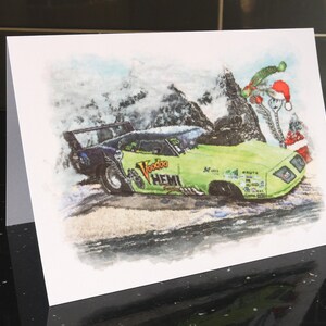 Auto Weihnachtskarte für einen Astronauten. Ideale Weihnachten für Santa Pod Fan Männer Jungen Mädchen Damen FIA Motorsport Mopar Lover VooDoo Hemi A5 Größe.