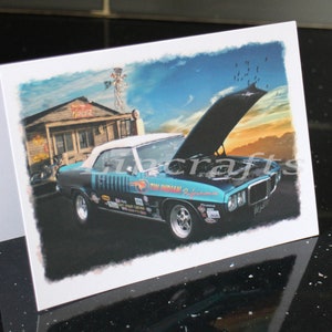 Amerikanisches Auto, Santa Pod Raceway, Grußkarte, Pontiac Firebird, Geburtstagskarte für ihn, Hot Rod Geschenk, Wandkunst für Man Cave, Vatertag