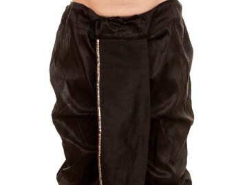 Boys Indian Designer DupionSilk Stitch Black Dhoti Pajama Pant with drawstring, Ethnic Kurta Pajama Festival, Kids Dress Wedding Party Wear