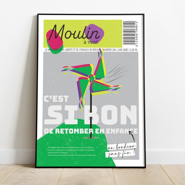 Affiche | poster | magazine vintage | enfance | moulin à vent | decoration murale | home staging | impression à telecharger