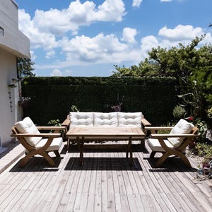 Albatros Handmade Solid Wood Outdoor Furniture – Garden Lounge Chairs, Sofas and Patio Sets with Cushions – Rustic & Artisan Design