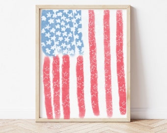 American Flag Printable - 4th of July Decor - Fourth of July Decorations - Fourth of July Printable Wall Art - Digital Download