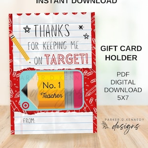 Target teacher gift card holder *DIGITAL DOWNLOAD*
