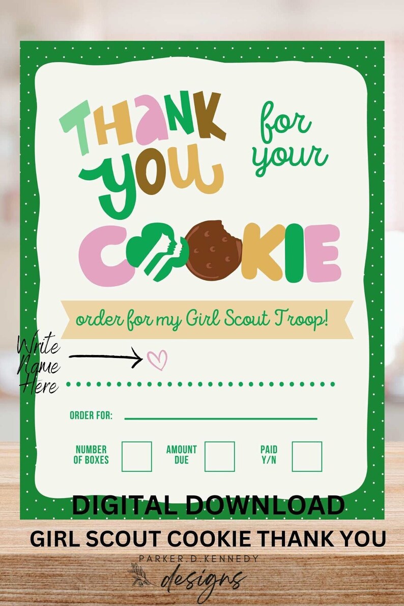 Girl Scout Cookie Thank You Etsy
