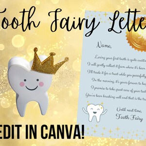 Tooth Fairy Letter *Edit in Canva* Blue version
