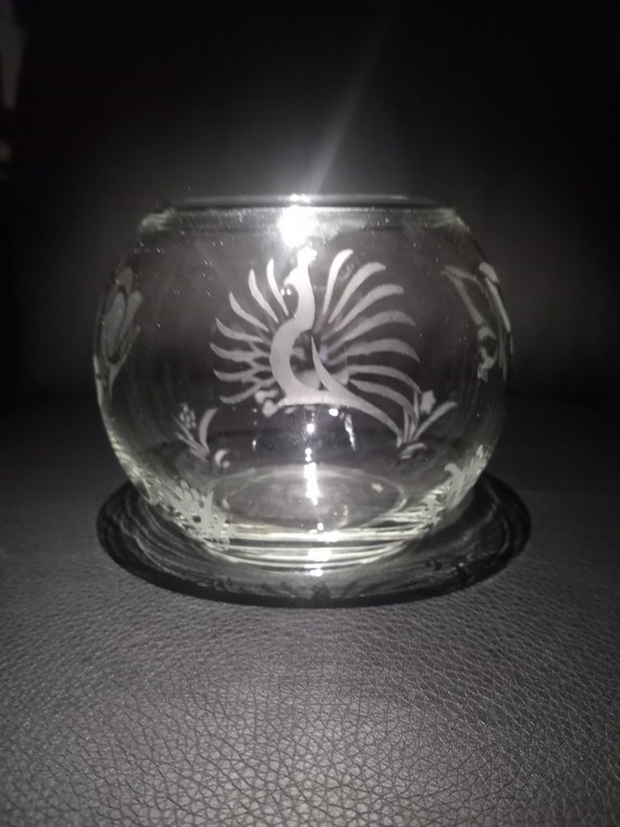 Etched Glass Fishbowl Vase Etsy