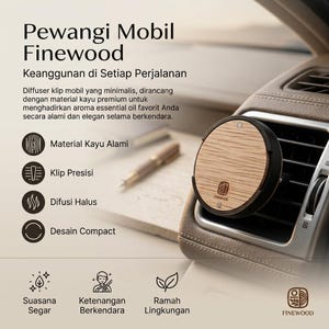 Difusor de aromaterapia para coche de madera natural - Clip para aceites esenciales - Regalo ecológico - Finewood