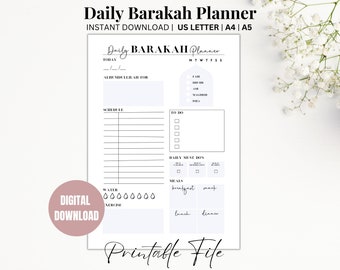 Planificador diario digital Barakah azul, Planificador diario de Ramadán, Planificador islámico diario, Planificador diario imprimible, Rastreador de Salah, Rastreador del Corán