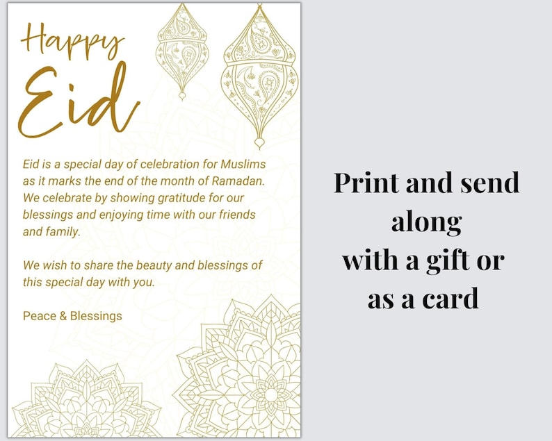 Happy Eid Printable Card Eid Printable Card for Neighbors - Etsy