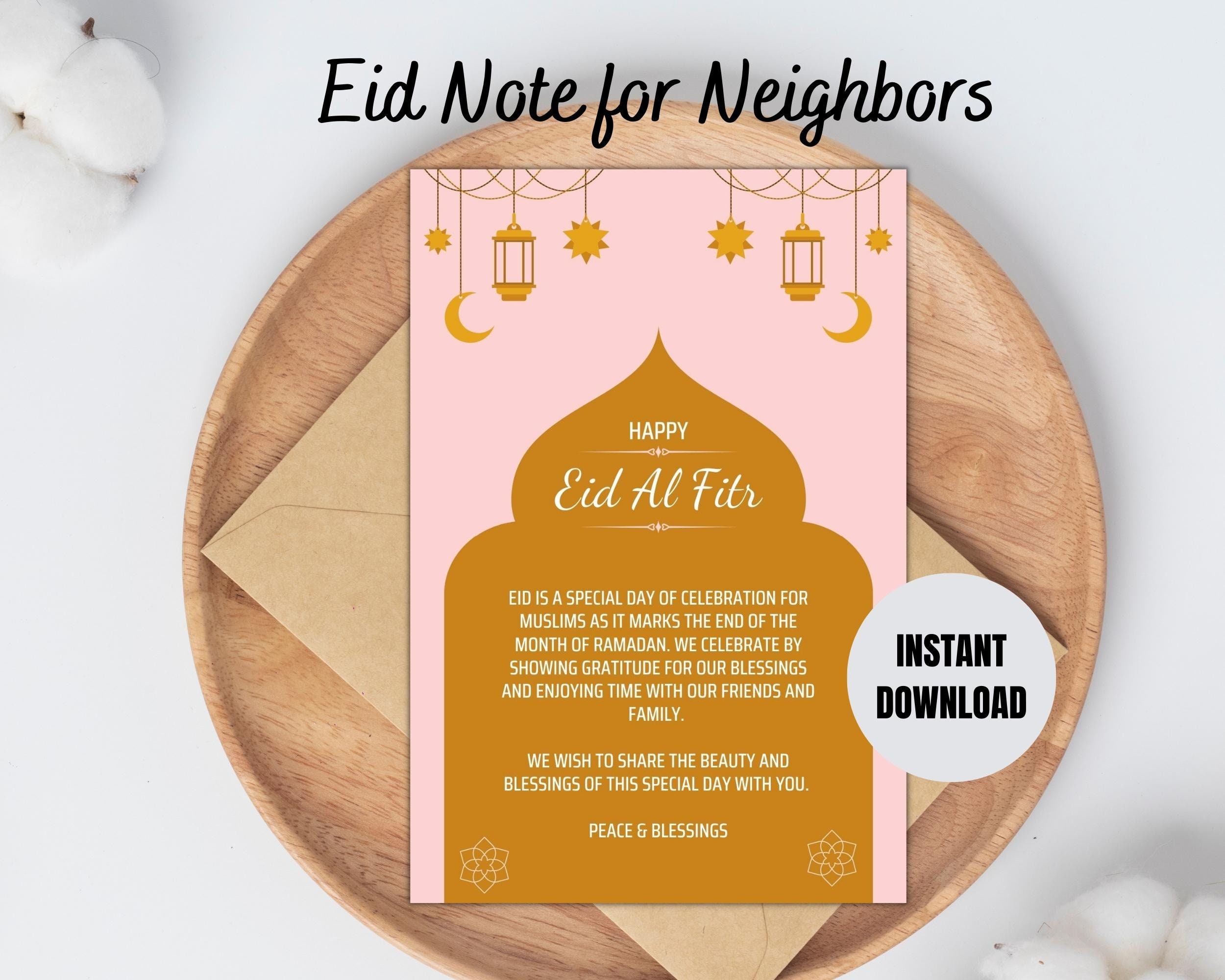 Happy Eid Printable Card Eid Printable Card for Neighbors - Etsy Ireland