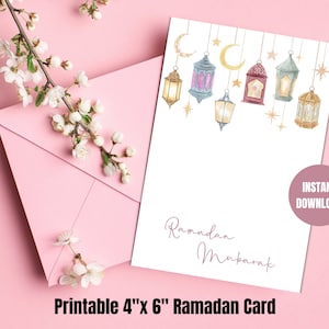 Tarjeta de felicitación de Ramadán imprimible de 4" x 6", tarjeta de Ramadán, tarjeta DIgital de Ramadán, tarjeta de Ramadán 4x6, tarjeta imprimible de Ramadán, Ramadán