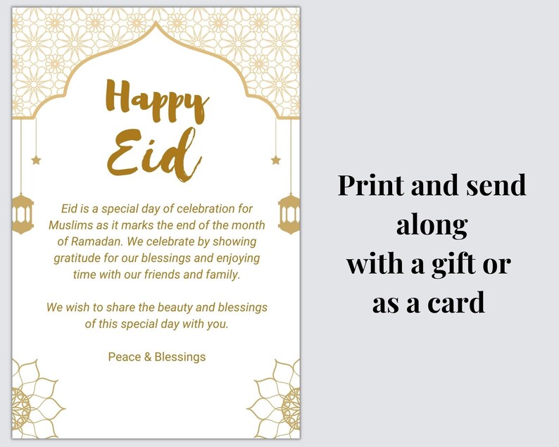 Happy Eid Printable Card Eid Printable Card for Neighbors Etsy