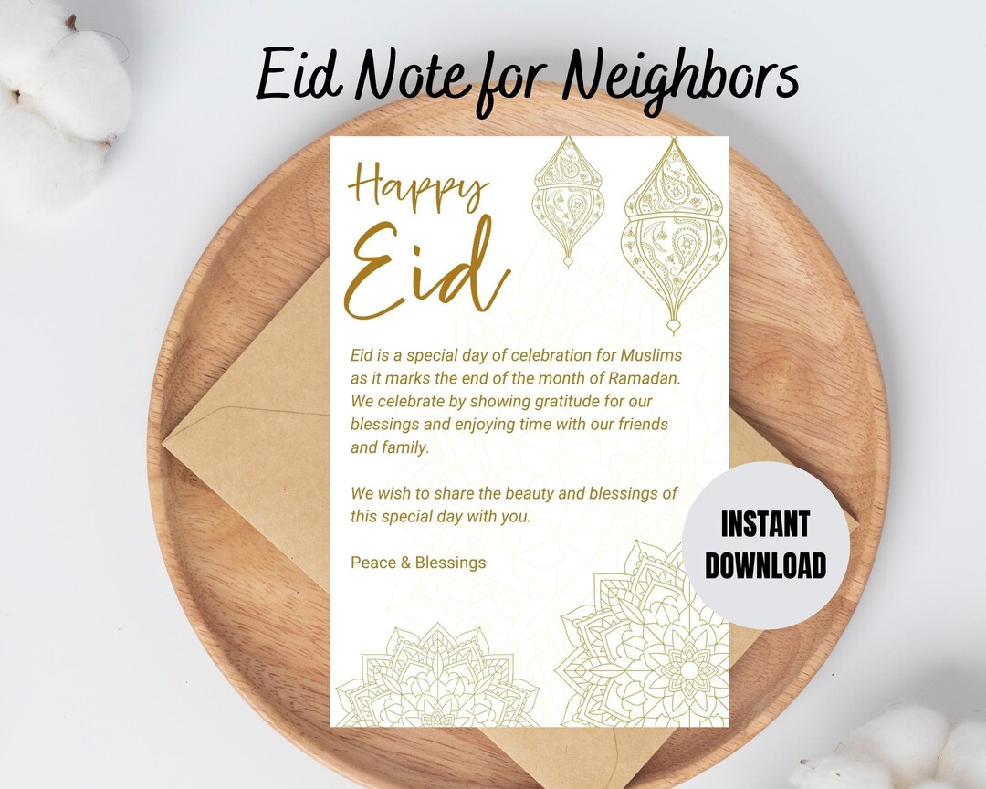 Happy Eid Printable Card Eid Printable Card for Neighbors - Etsy