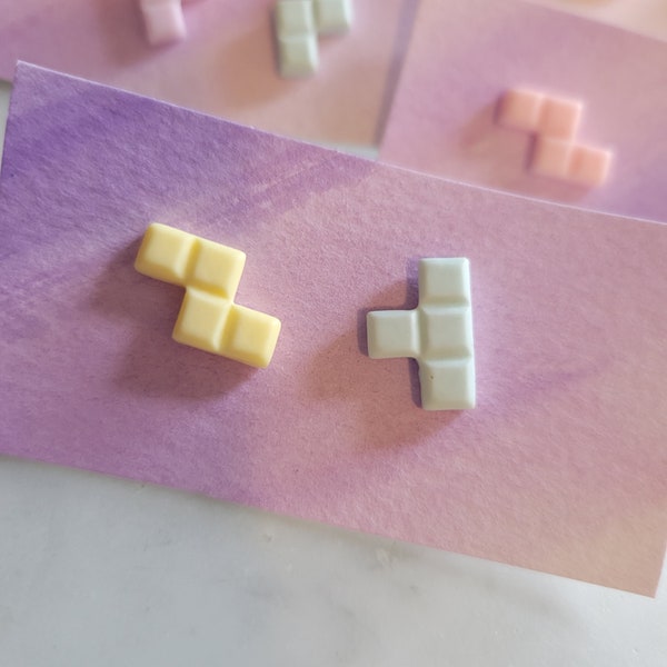 Tetris Stud Earrings Pastel