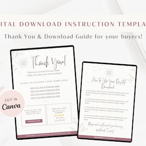 Sjabloon voor digitale downloadinstructies | Canva-downloadgids voor verkopers van digitale producten | Sjabloon voor digitale productinstructies