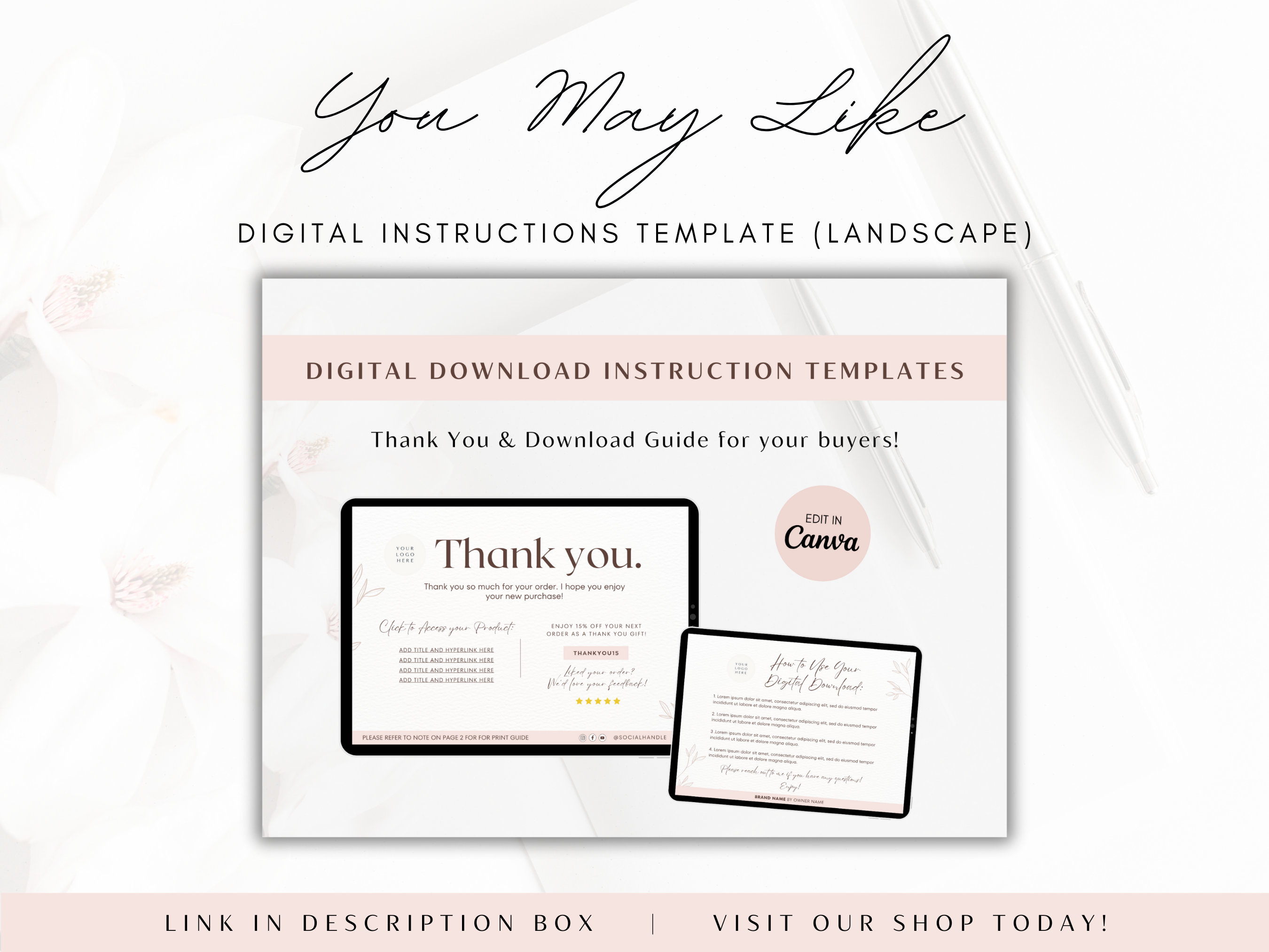 Digital Download Instructions Template Canva Download Guide for Digital