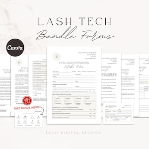 Formes d'extension de cils modifiables | Formulaire d'admission de Lash Client | Carte de soin pour les cils | Formulaires modifiables pour les esthéticiennes | Formulaire de consentement de la cliente des cils