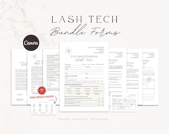 Lash Tech Forms Bundle | Client Intake, Consent (Canva Editable, Digital Download)