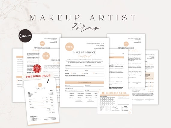Makeup Artist Forms Bundle | Editable MUA Contract Templates (Digital Download)