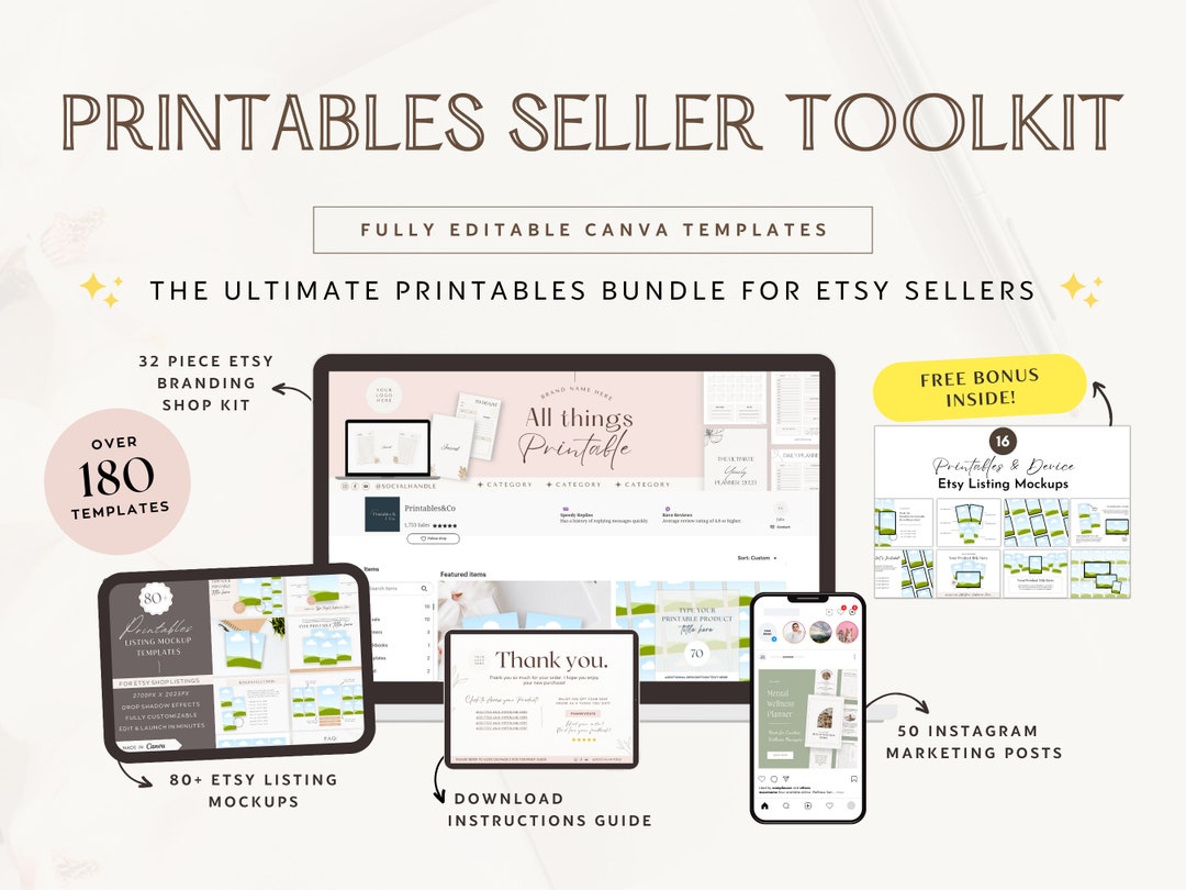 Etsy Printable Shop Bundle Digital Templates for Printables Etsy
