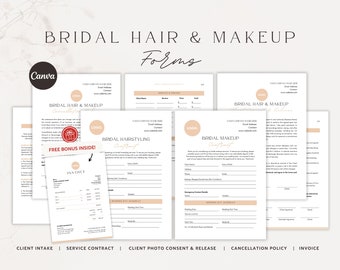 Bridal Hair & Makeup Contract Template | Bridal Hair Contract |  Bridal Party Hairstyling Agreement | Wedding Hair and Makeup Contract