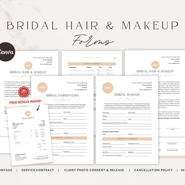 Bridal Hair & Makeup Contract Template | Bridal Hair Contract |  Bridal Party Hairstyling Agreement | Wedding Hair and Makeup Contract