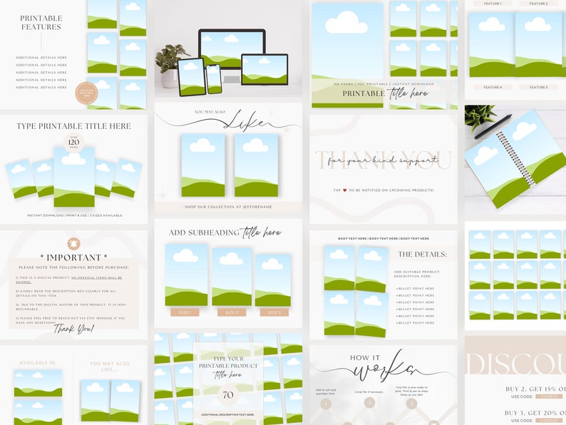 Etsy-mockupmallar för listning | Utskrivbar butiksdisplay (PDF) bild 2