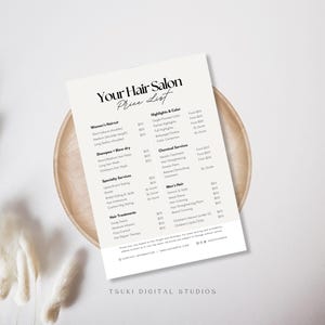 Small Business Hair Price Sheet Template | Editable Hair Salon Price List | Hair Service Price Flyer | Hair Treatment Service Price Menu