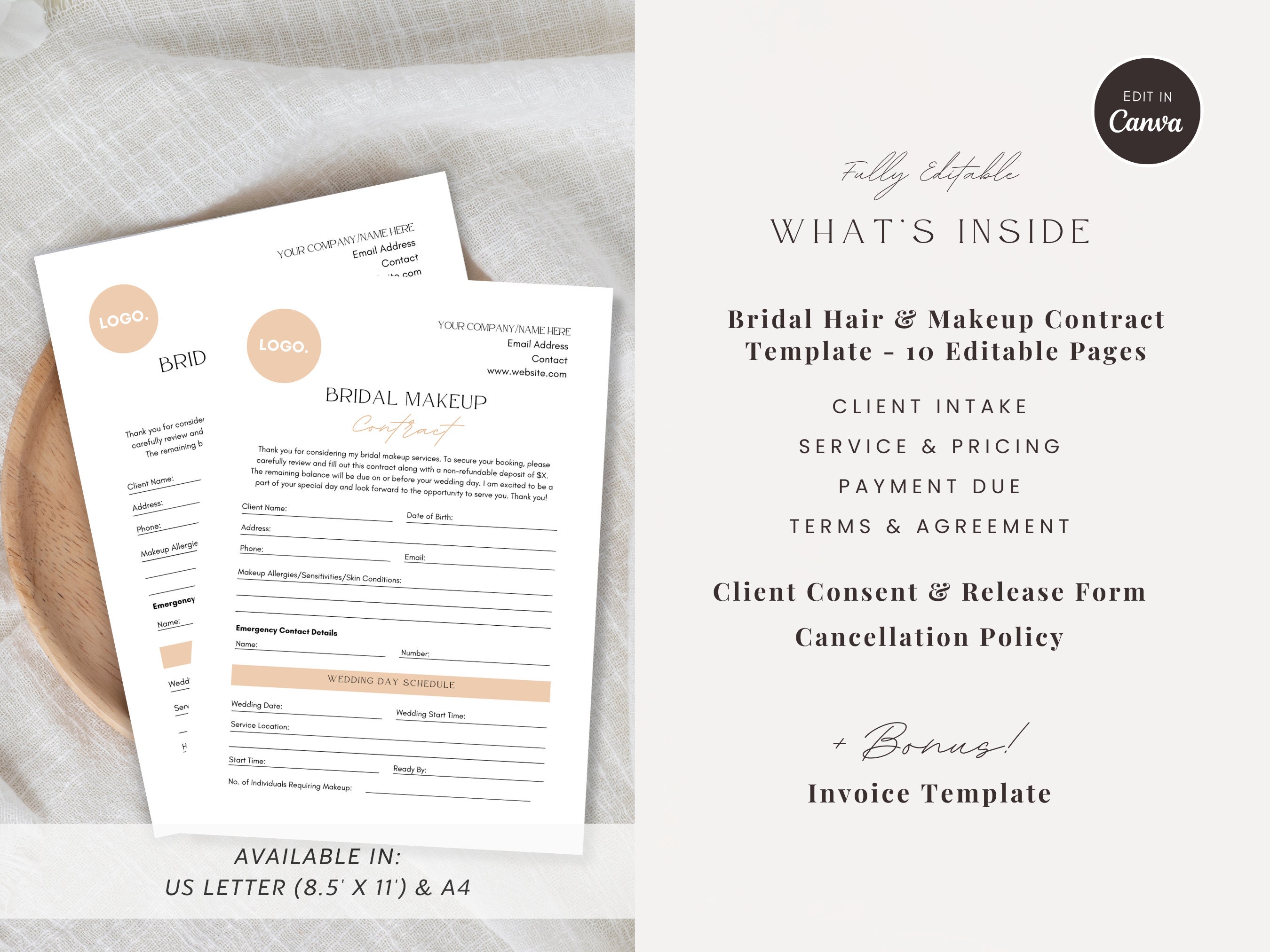 Bridal Hair Makeup Contract Template Bridal Hair Contract Bridal Bridal Hair Makeup Contract Template Bridal Hair Contract Bridal