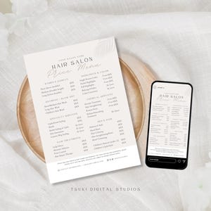 Minimalist Hair Salon Price List Bundle | Hair Service Pricing Menu  | Hair Salon Service List | Hairdresser Price Sheet | Hair Salon Flyer