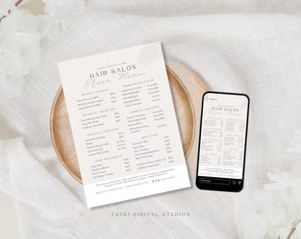 Minimalist Hair Salon Price List Bundle | Hair Service Pricing Menu  | Hair Salon Service List | Hairdresser Price Sheet | Hair Salon Flyer