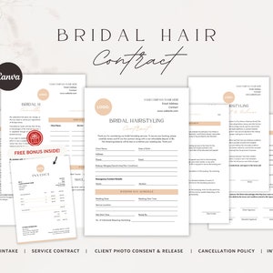Bridal Hair Styling Contract Template  | Wedding Hairstyling Agreement | Bridal Hair Contract | Bridal Party Hair Styling Service Agreement
