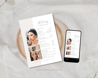 Makeup Artist Pricing Bundle | Editable Wedding Makeup Price List | Customizable Beauty Service Price Template | Makeup Price Sheet Flyer