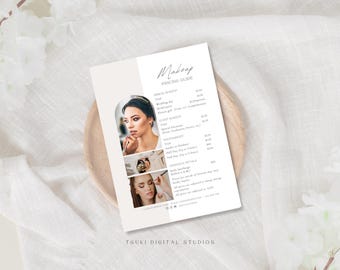 Makeup Artist Pricing Guide | Editable Wedding Makeup Price List | Customizable Beauty Service Price Template | Makeup Price Sheet Flyer
