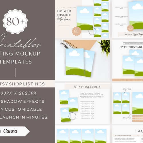 Etsy Printable Listing Mockups PDF A4 Landscape Mockup - Etsy