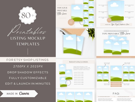 Etsy Listing Mockup Templates | Printable Shop Display (PDF)