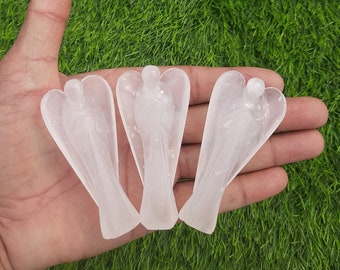 Milky Quartz Angel: 3-Inch Carved Crystal Guardian