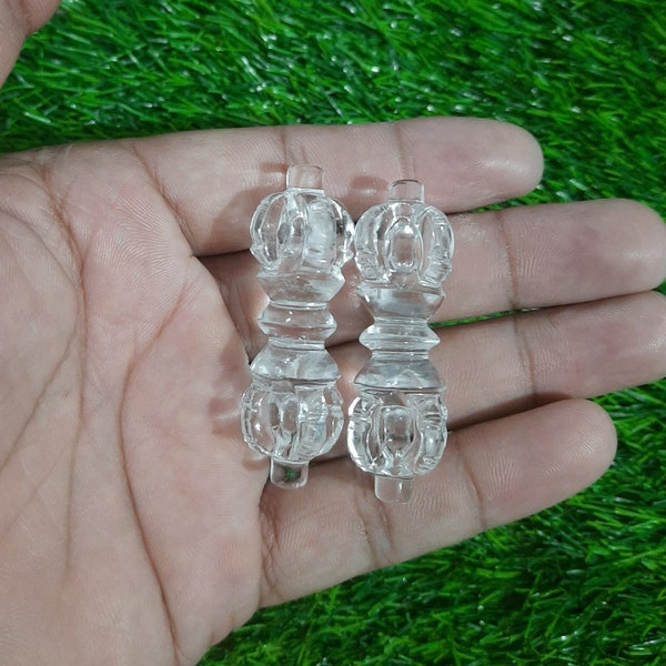 2 pulgadas, cristal Dorje cuarzo claro Phurba Vajra / colgante de energía Reiki / colgante curativo de cristal / collar de cuarzo espiritual / joyería de cremación