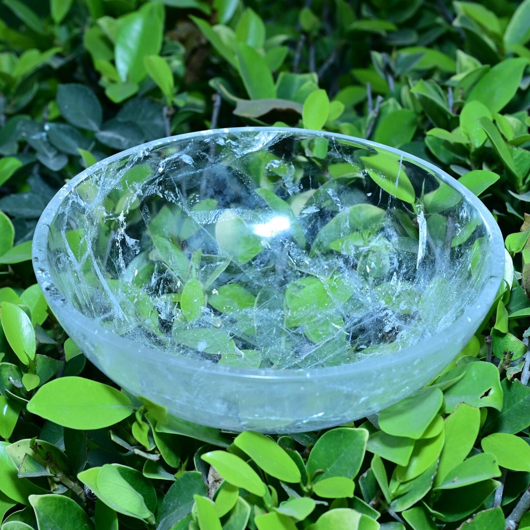 Rock Crystal Bowl, Clear Quartz Bowl, Offering Bowl, Crystal Dish