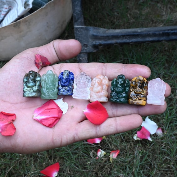 Handmade Crystal Ganesha: Natural Healing Pocket Ganesh Idol, 1 Inch