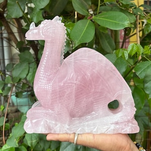 Large Carved Crystal Dragon | Rose Quartz Dragon | Dragon Displays | Hand Carved Gemstone | Home Decor Crystals | Dragon crystal gift