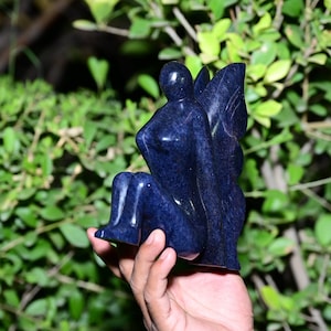 Handcrafted Blue Aventurine Angel: Spiritual Healing Crystal Figurine